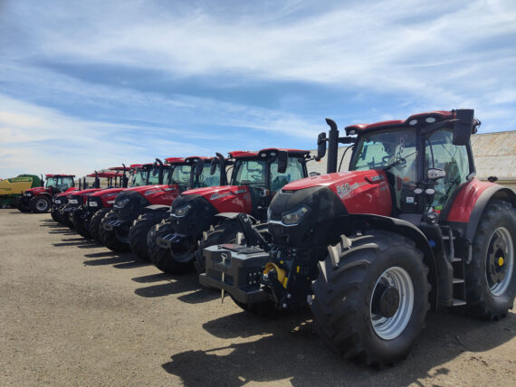 Row of tractors