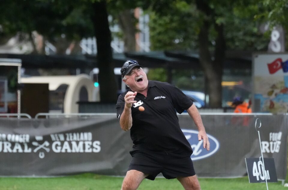 Steve Hollander catching an egg