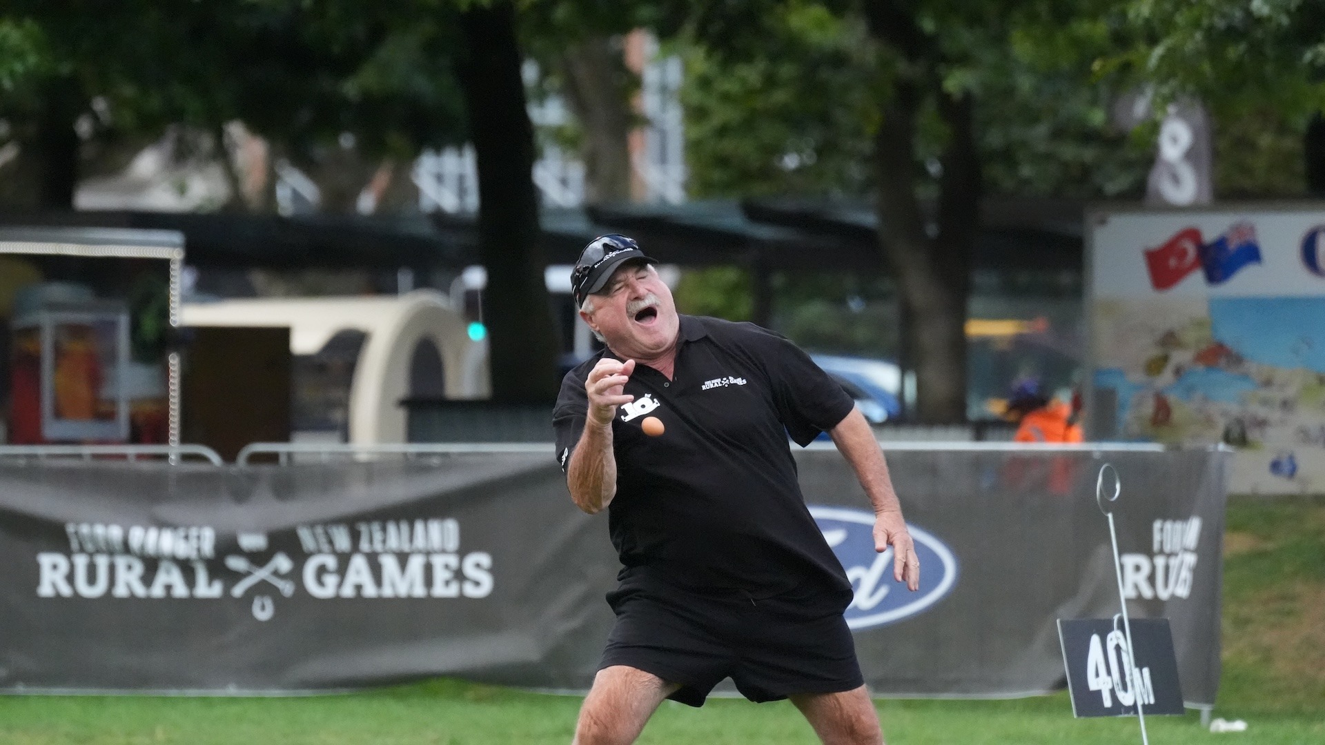 Steve Hollander catching an egg